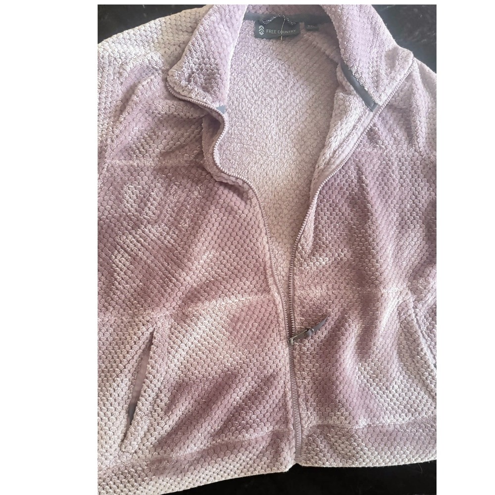 Free Country Womens XXL Lavender Waffle Fleece Full Zip Jacket Honeycomb - Picture 6 of 12